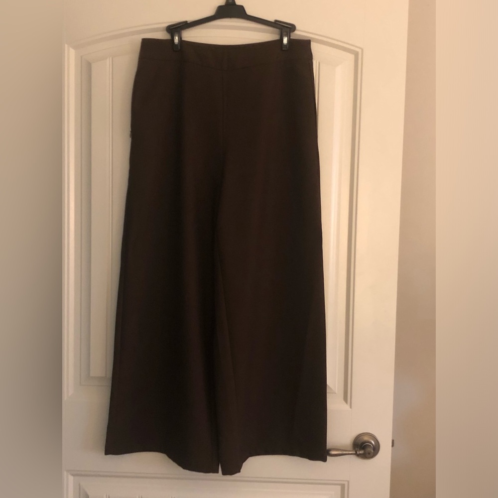 Dark brown wide leg pants side zipper size large